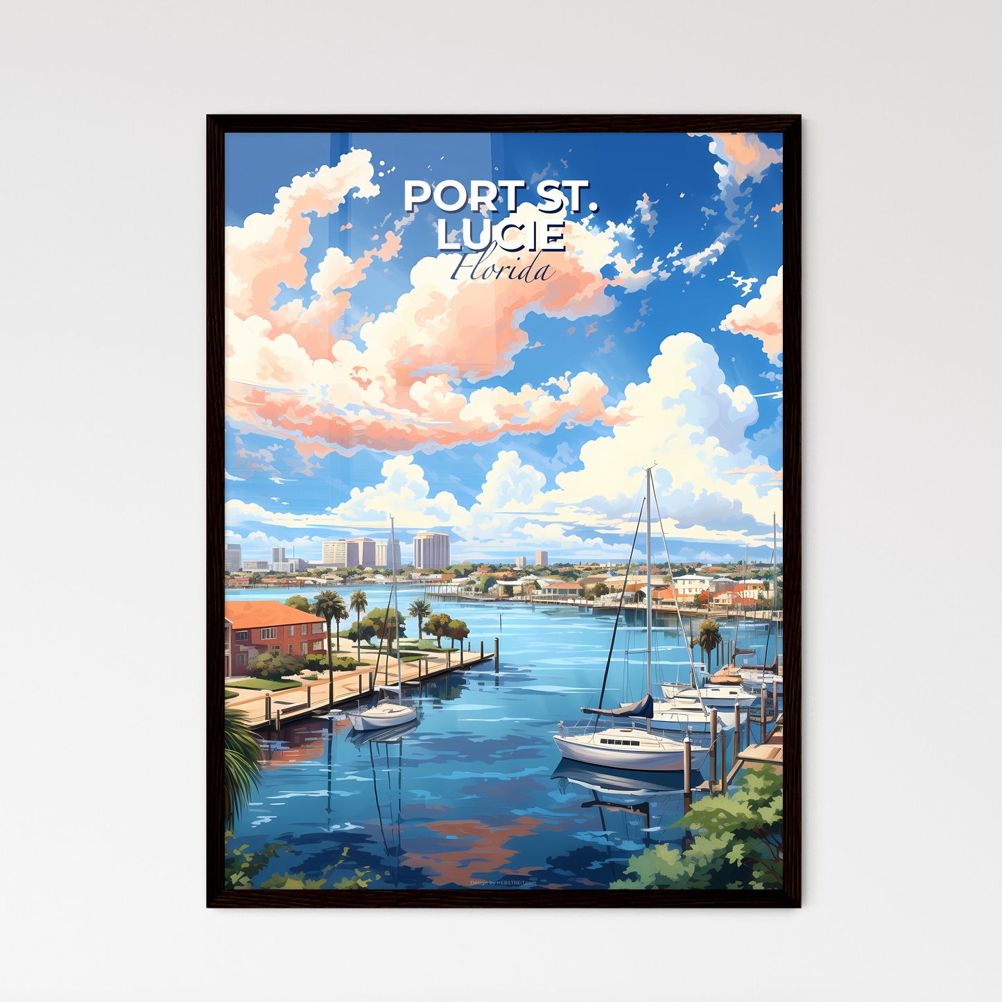 Port St. Lucie, Florida, A Poster of a water with boats and buildings in the background Default Title