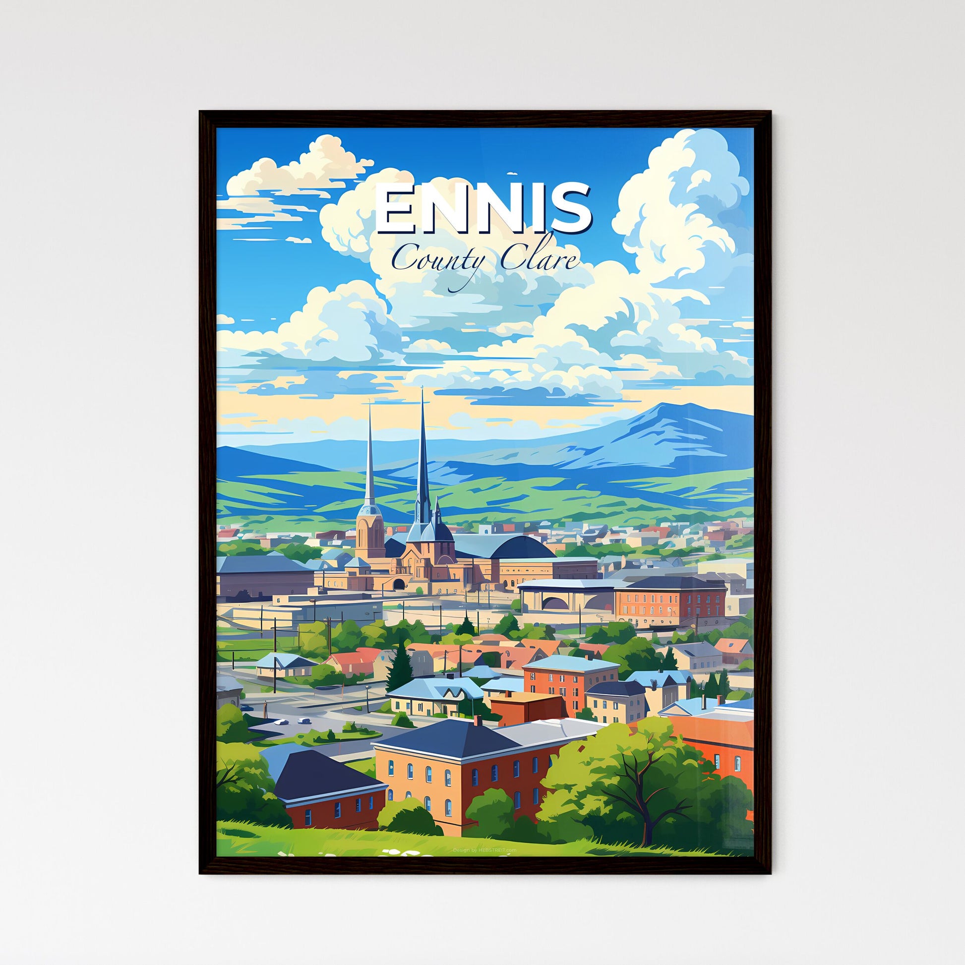 Ennis, County Clare, A Poster of a city with buildings and trees Default Title
