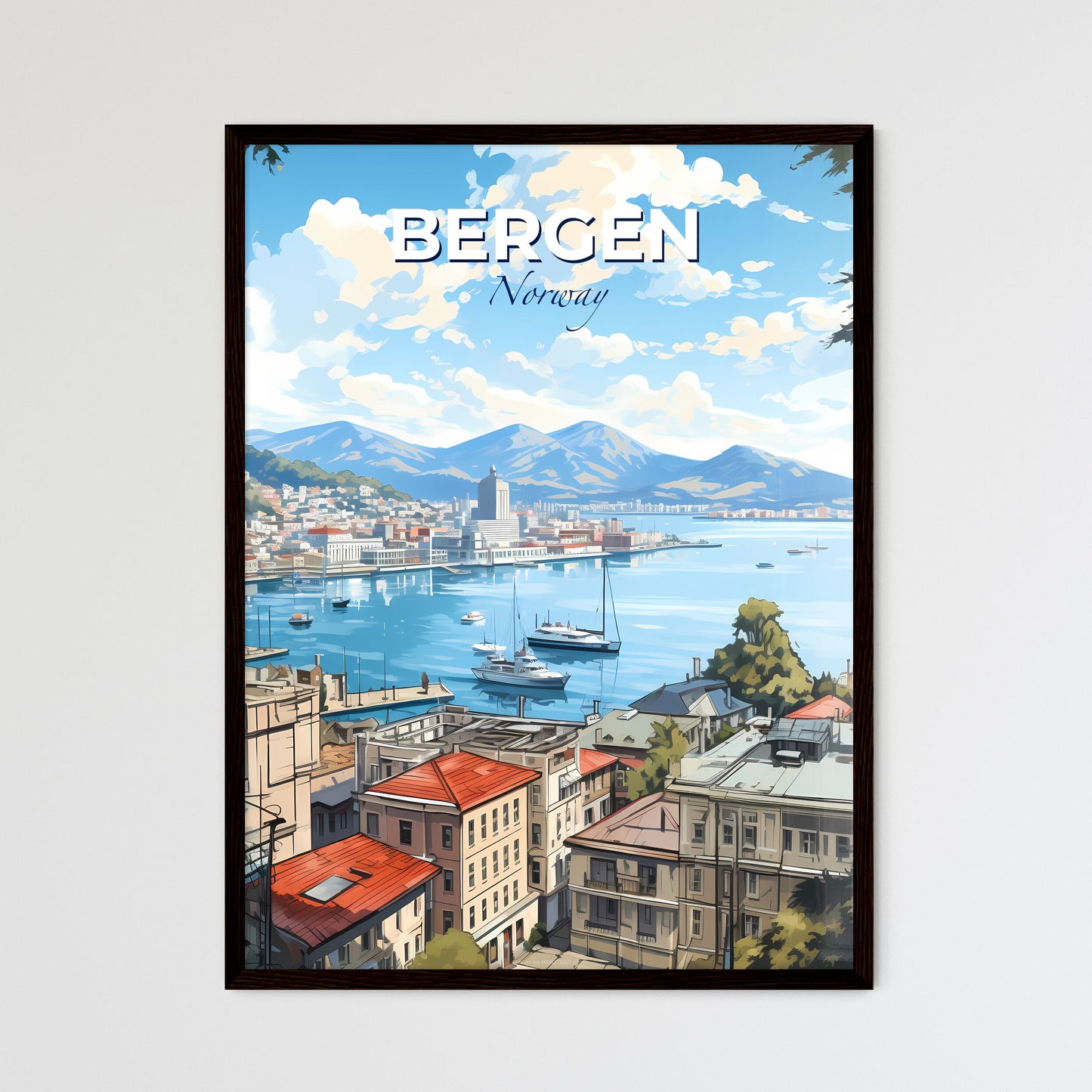 Bergen, Norway, A Poster of a city with boats in water Default Title