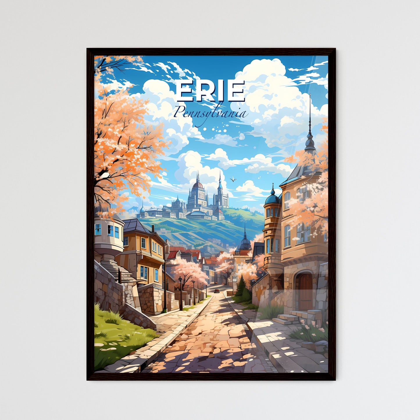 Erie, Pennsylvania, A Poster of a street with trees and buildings in the background Default Title