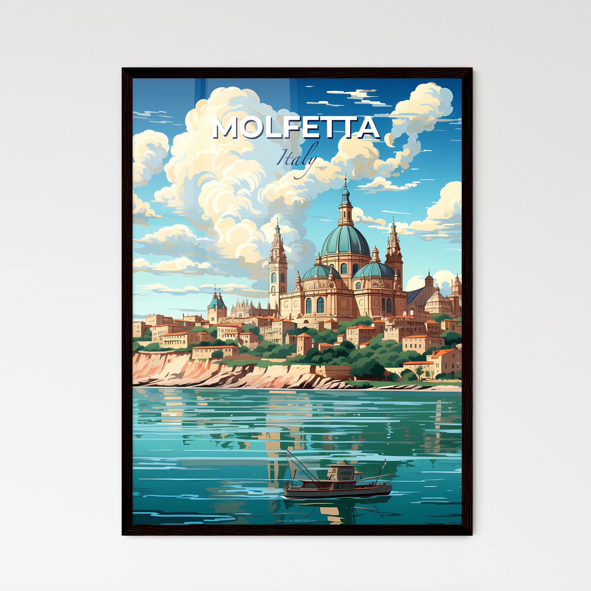 Molfetta, Italy, A Poster of a painting of a city by the water Default Title