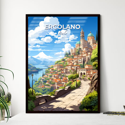Ercolano, Italy, A Poster of a city on a hill with trees and a river Default Title