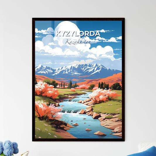 Kyzylorda, Kazakhstan, A Poster of a river running through a valley with mountains in the background Default Title