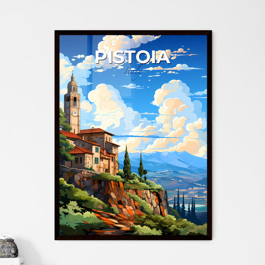 Pistoia, Italy, A Poster of a building on a hill with a clock tower Default Title