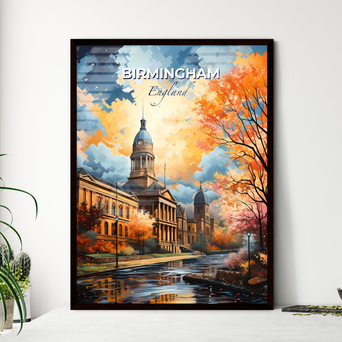 Birmingham, England, A Poster of a building with a tower and trees in front of it Default Title
