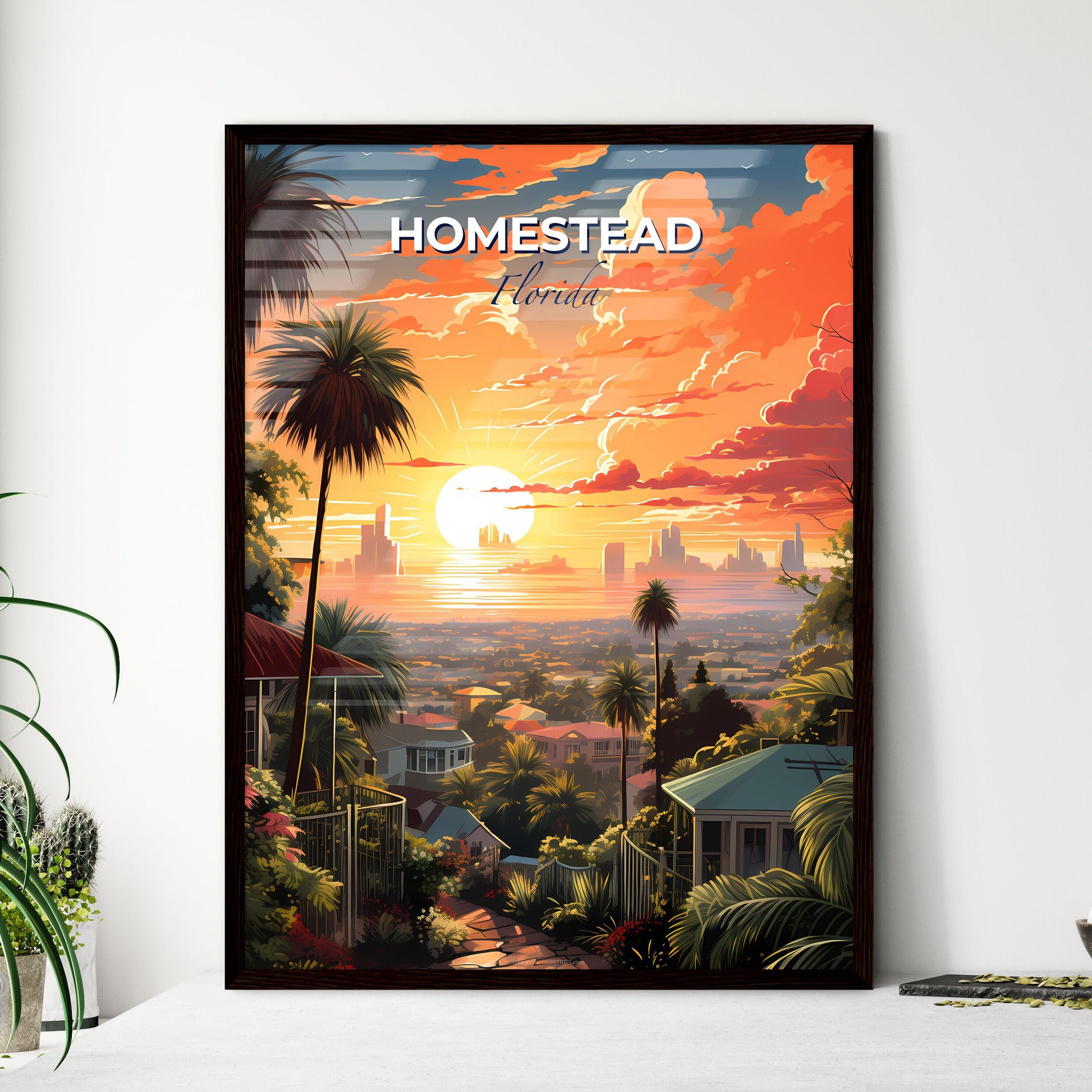 Homestead, Florida, A Poster of a sunset over a city Default Title