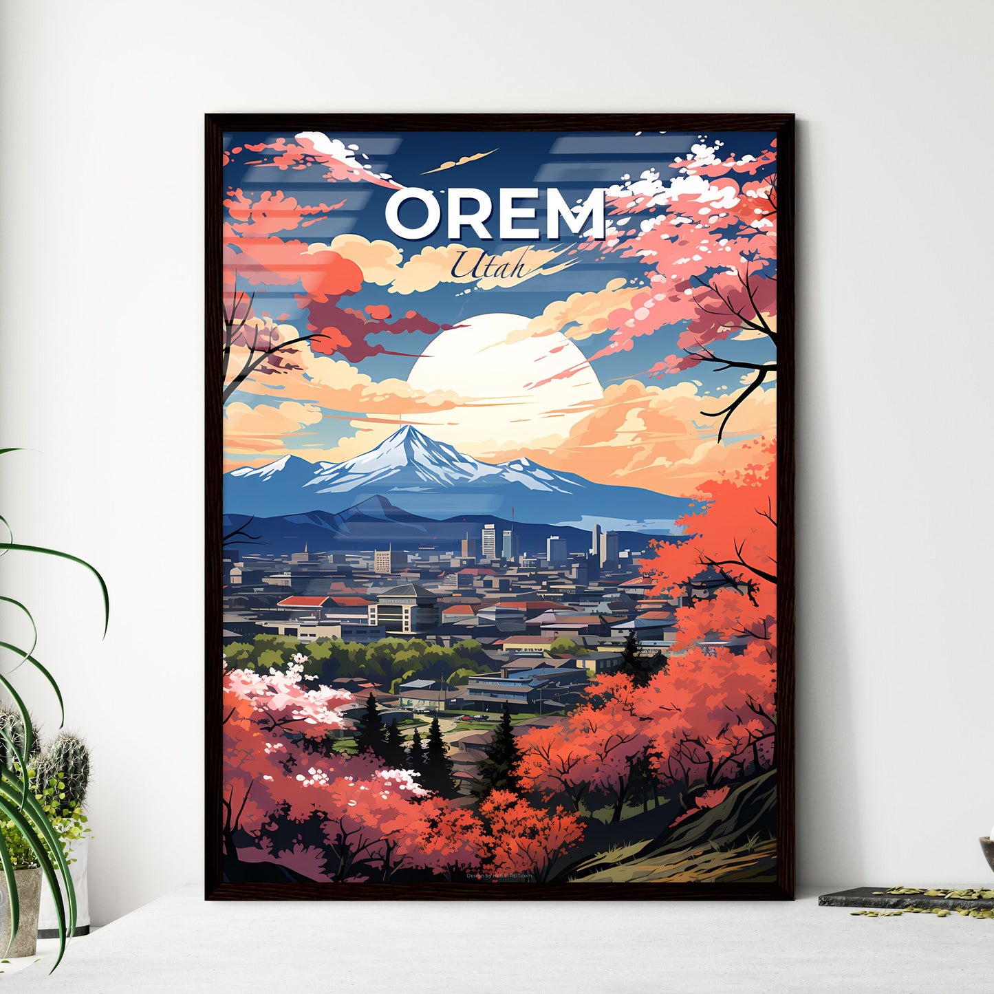 Orem, Utah, A Poster of a city with trees and mountains in the background Default Title