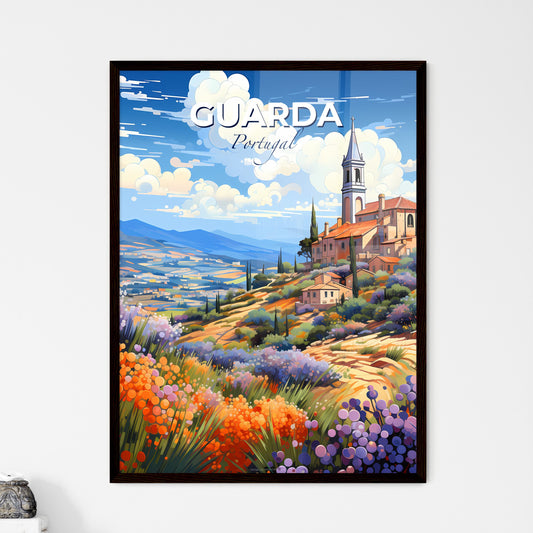 Guarda, Portugal, A Poster of a painting of a house on a hill with flowers and trees Default Title