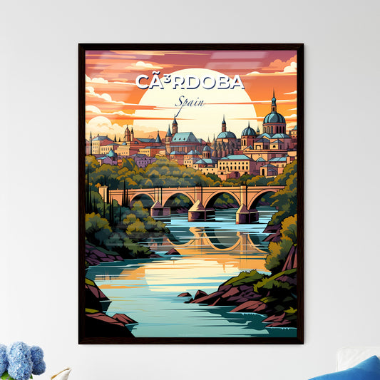 Cã³Rdoba, Spain, A Poster of a bridge over a river with trees and buildings Default Title
