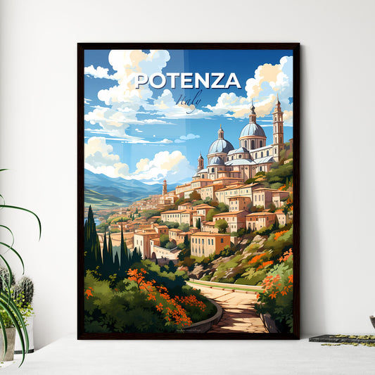 Potenza, Italy, A Poster of a painting of a town on a hill Default Title