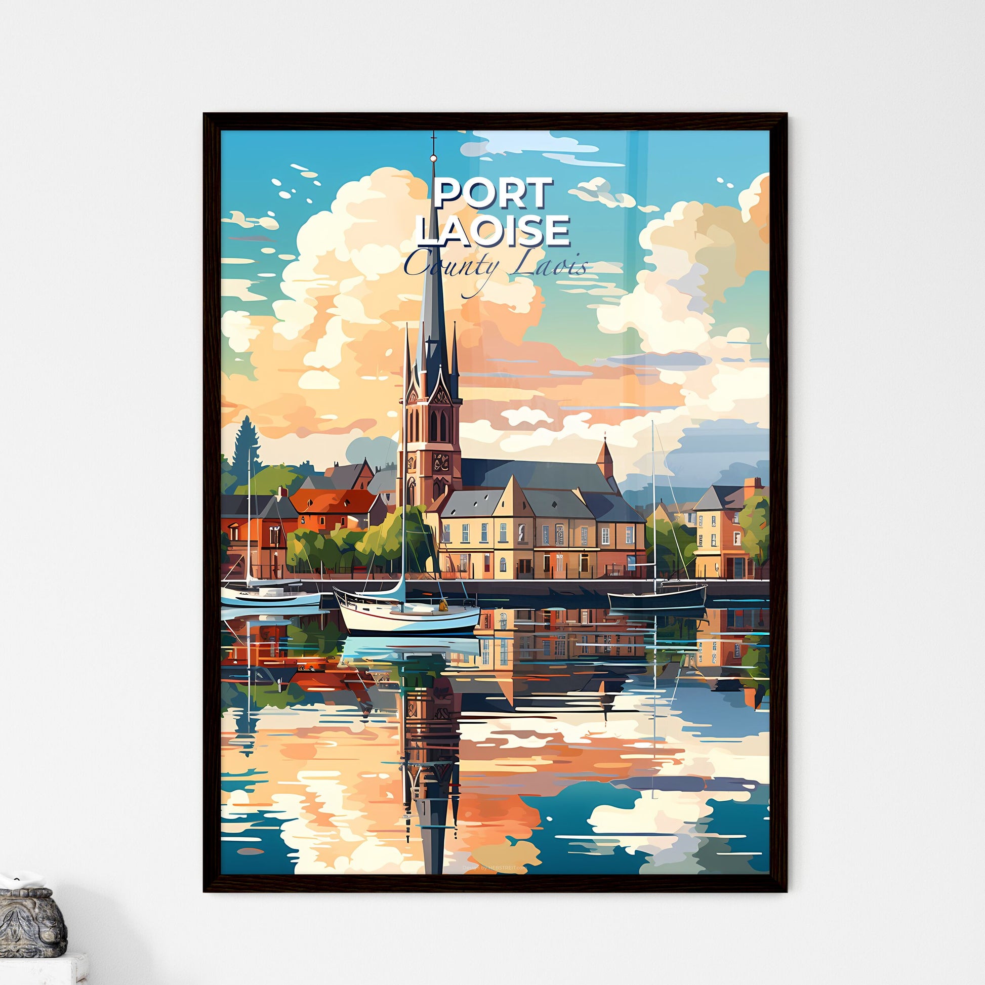 Port Laoise, County Laois, A Poster of a painting of a church and boats on a body of water Default Title