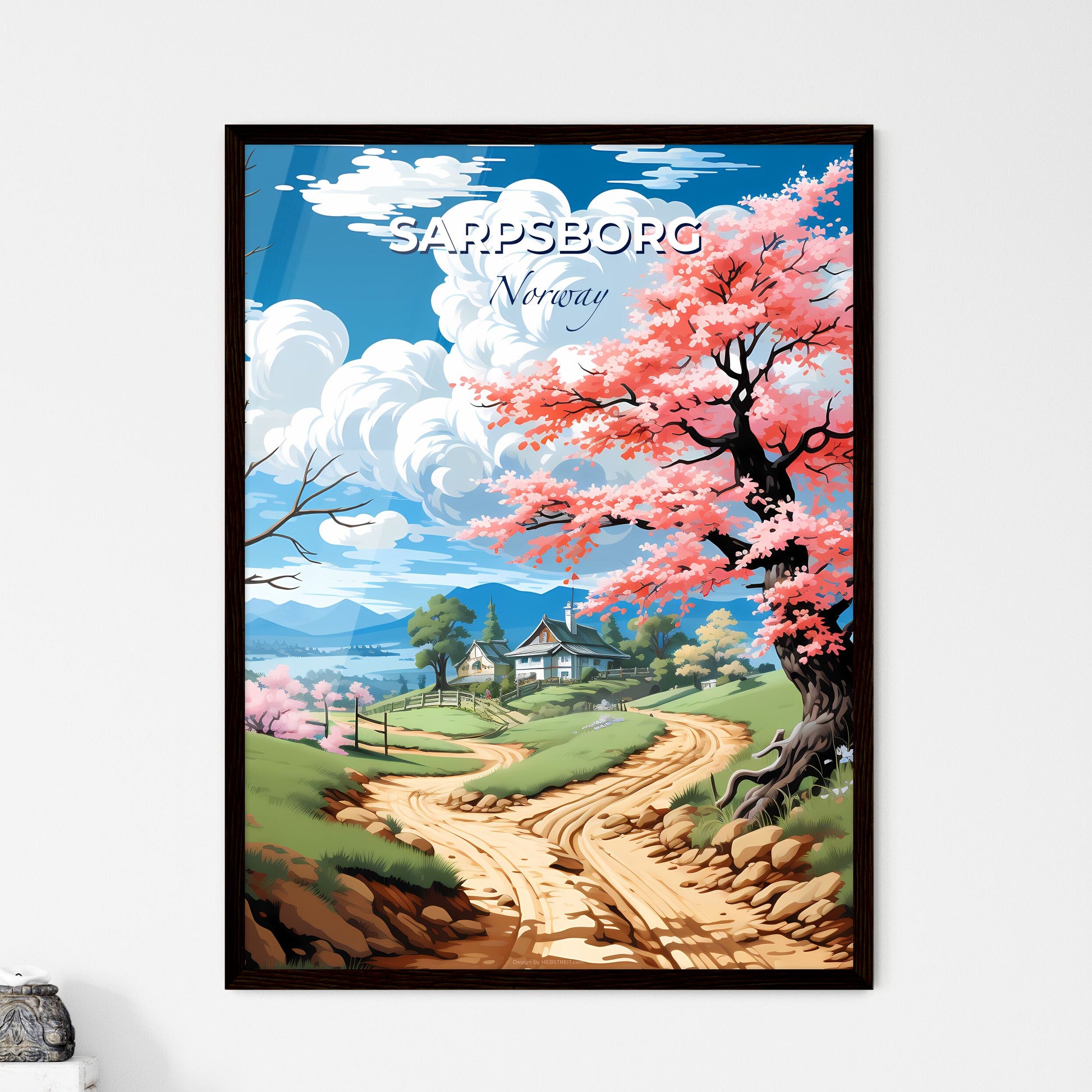 Sarpsborg, Norway, A Poster of a painting of a house and a dirt road Default Title
