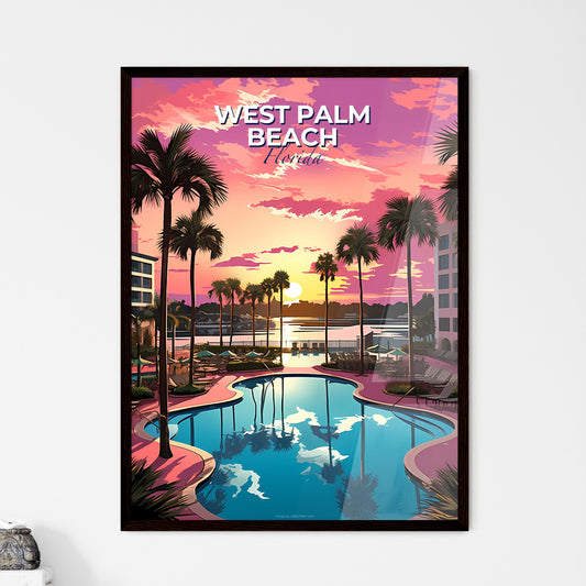 West Palm Beach, Florida, A Poster of a pool with palm trees and a pink sunset Default Title