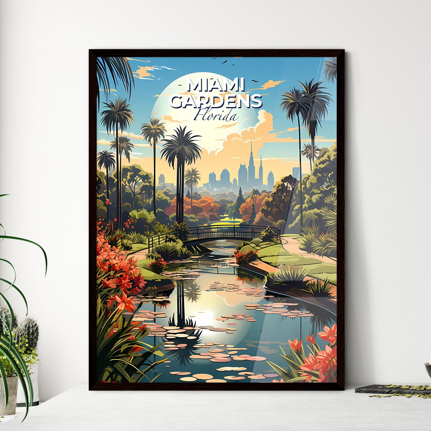 Miami Gardens, Florida, A Poster of a river with a bridge and flowers Default Title