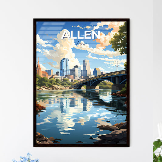 Allen, Texas, A Poster of a bridge over a river with trees and a city in the background Default Title