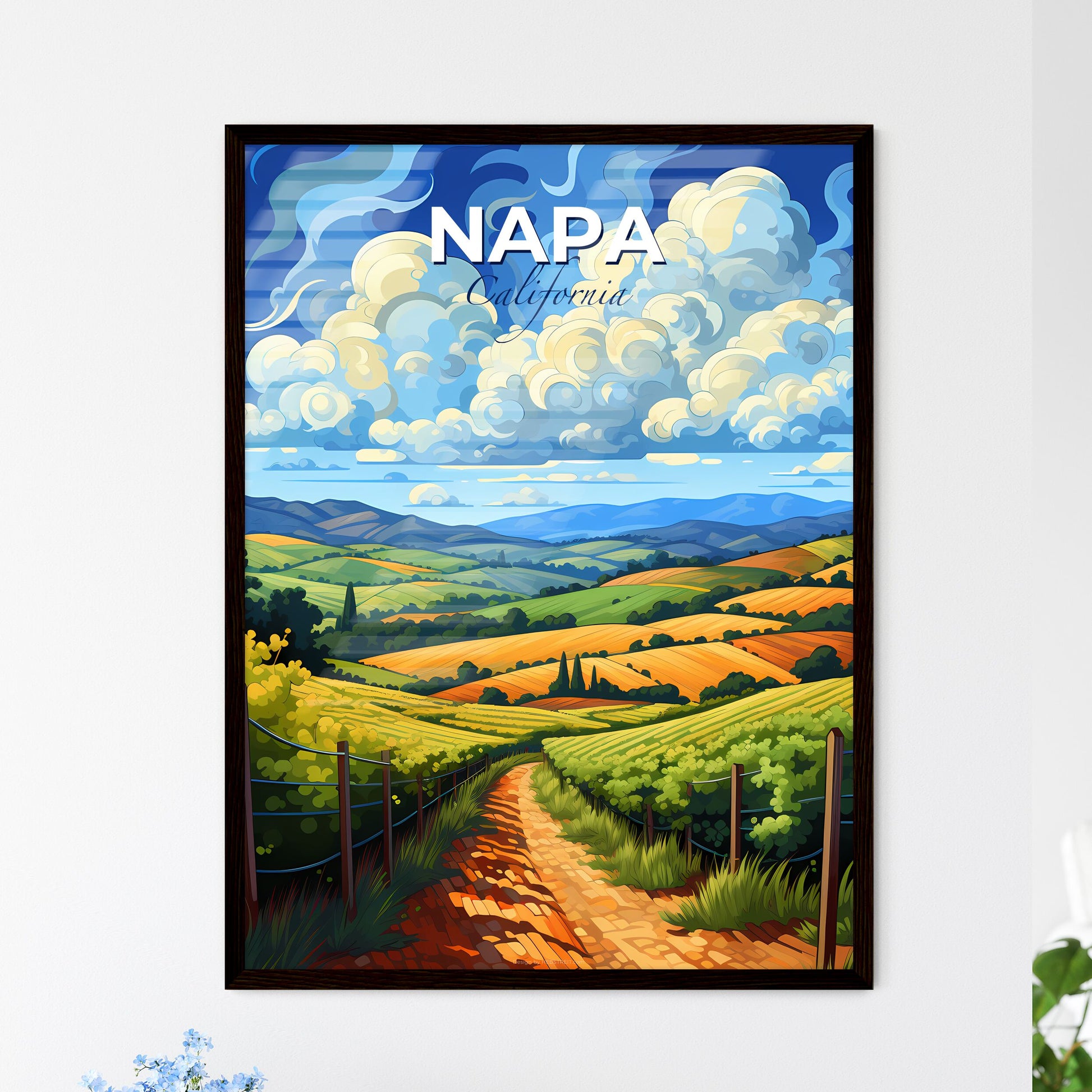 Napa, California, A Poster of a landscape with a dirt road and trees Default Title