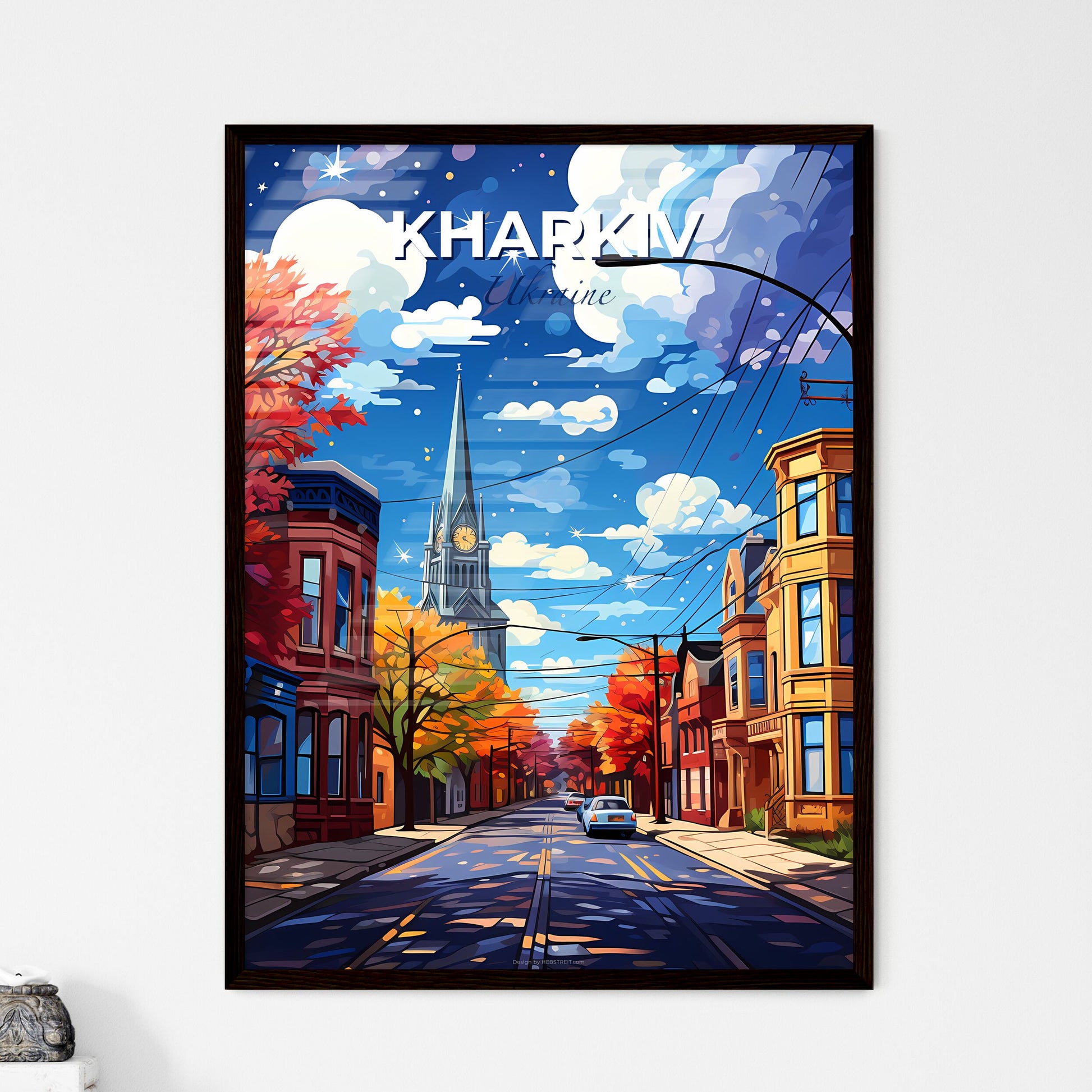 Kharkiv, Ukraine, A Poster of a street with cars and trees on the side Default Title