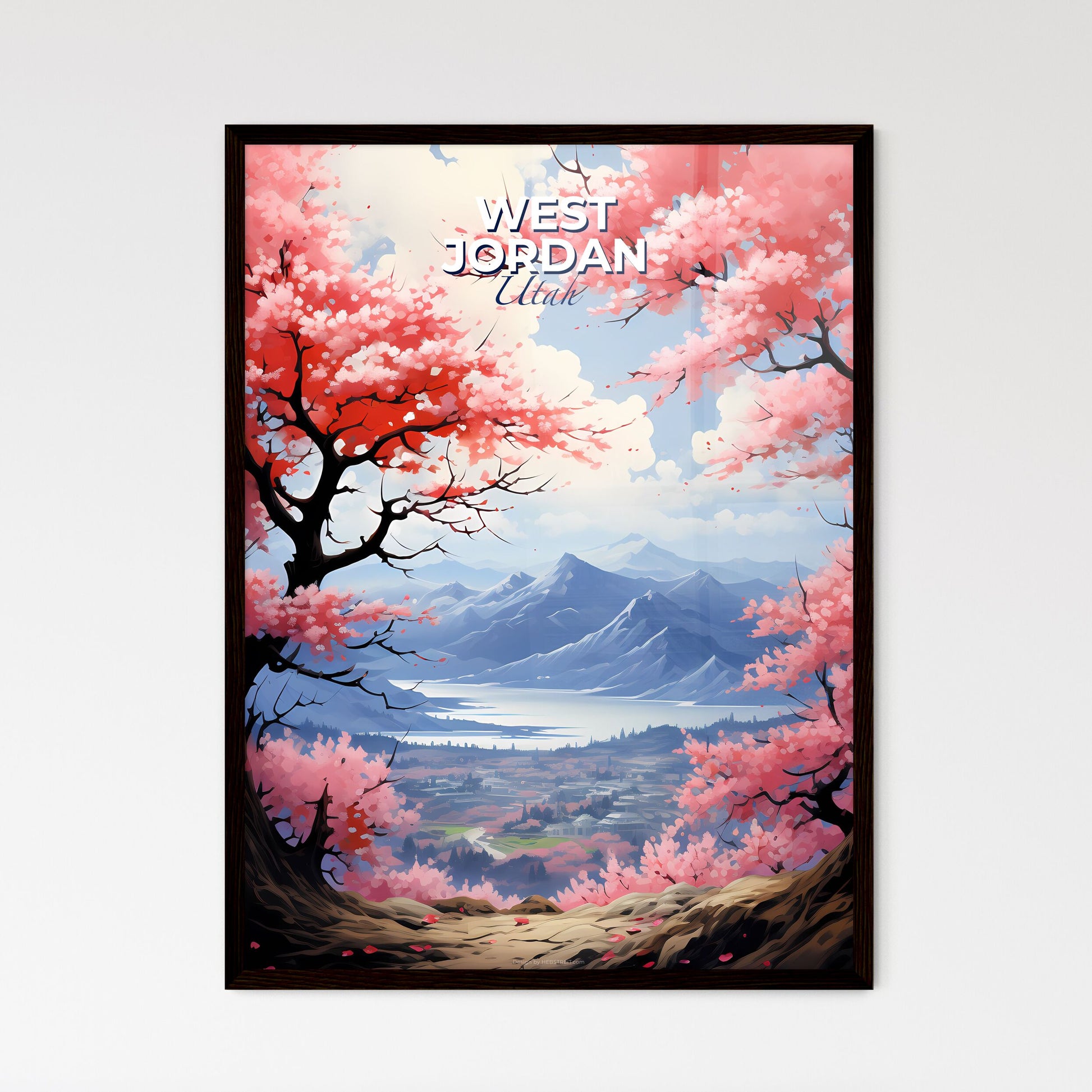 West Jordan, Utah, A Poster of a landscape with pink trees and mountains Default Title