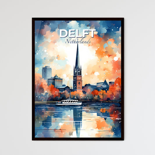 Delft, Netherlands, A Poster of a painting of a church and a city Default Title
