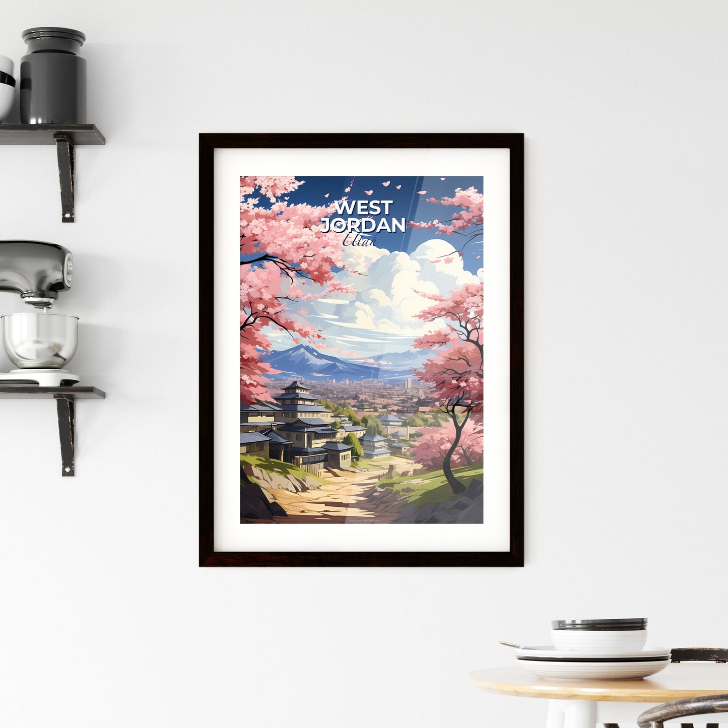 West Jordan, Utah, A Poster of a landscape with pink trees and buildings Default Title