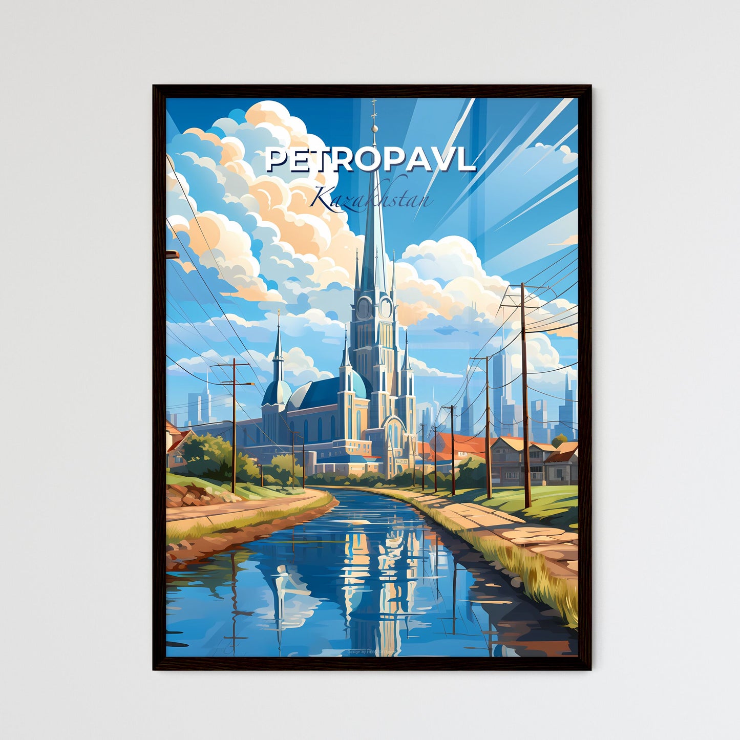 Petropavl, Kazakhstan, A Poster of a water way with a church and buildings in the background Default Title