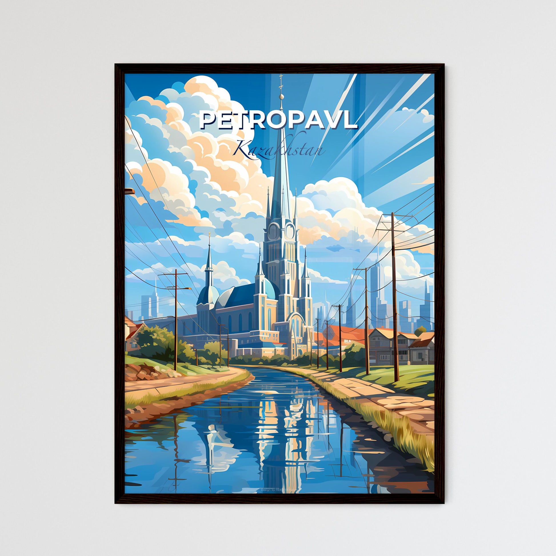 Petropavl, Kazakhstan, A Poster of a water way with a church and buildings in the background Default Title
