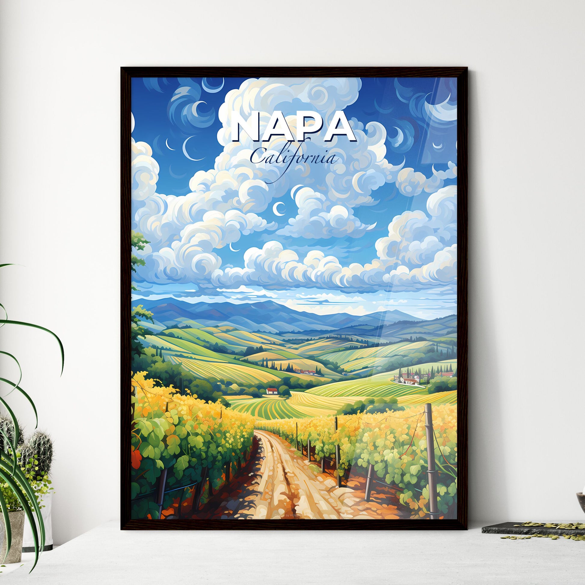 Napa, California, A Poster of a landscape with a dirt road and trees and a house Default Title