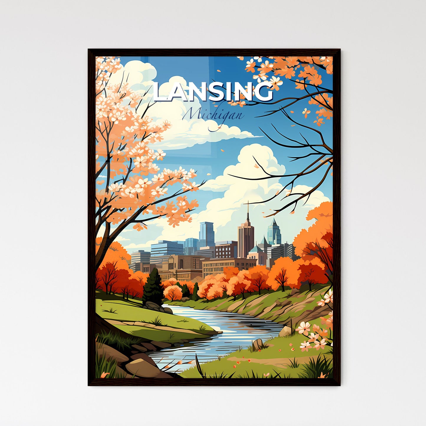 Lansing, Michigan, A Poster of a river running through a city Default Title