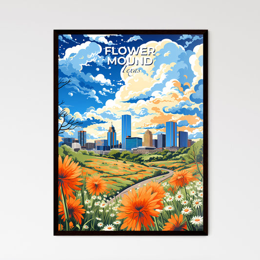 Flower Mound, Texas, A Poster of a colorful landscape with flowers and a city in the background Default Title