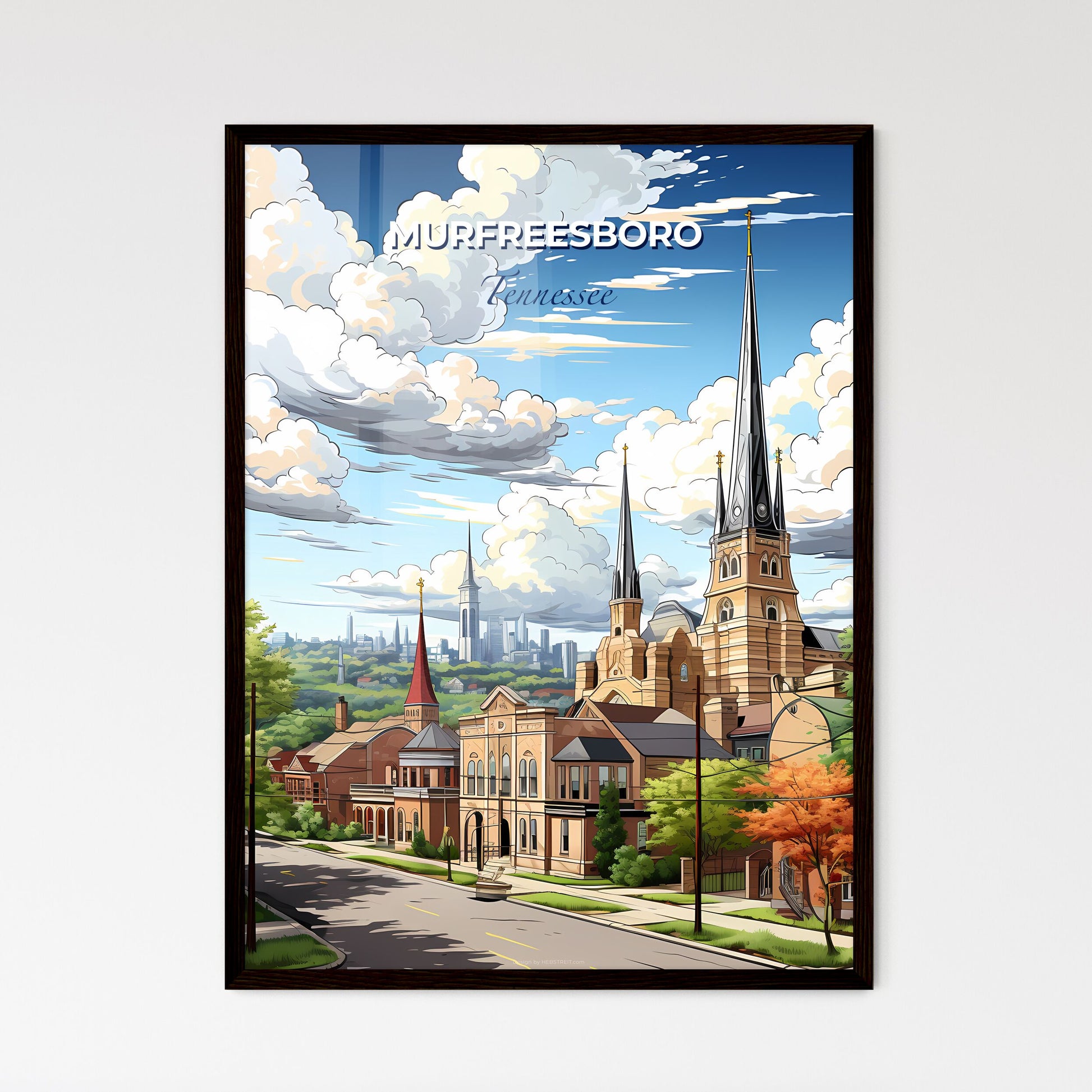 Murfreesboro, Tennessee, A Poster of a building with a steeple and trees Default Title