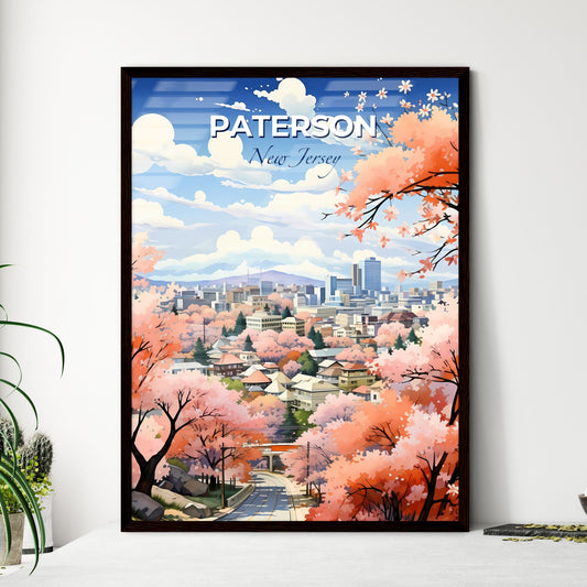 Paterson, New Jersey, A Poster of a city with pink trees and buildings Default Title