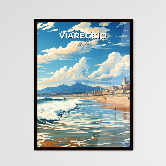 Viareggio, Italy, A Poster of a beach with buildings and waves Default Title