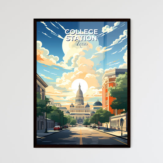 College Station, Texas, A Poster of a street with trees and buildings and a large dome on the top Default Title