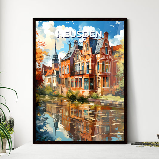 Heusden, Netherlands, A Poster of a water body with a building and trees Default Title