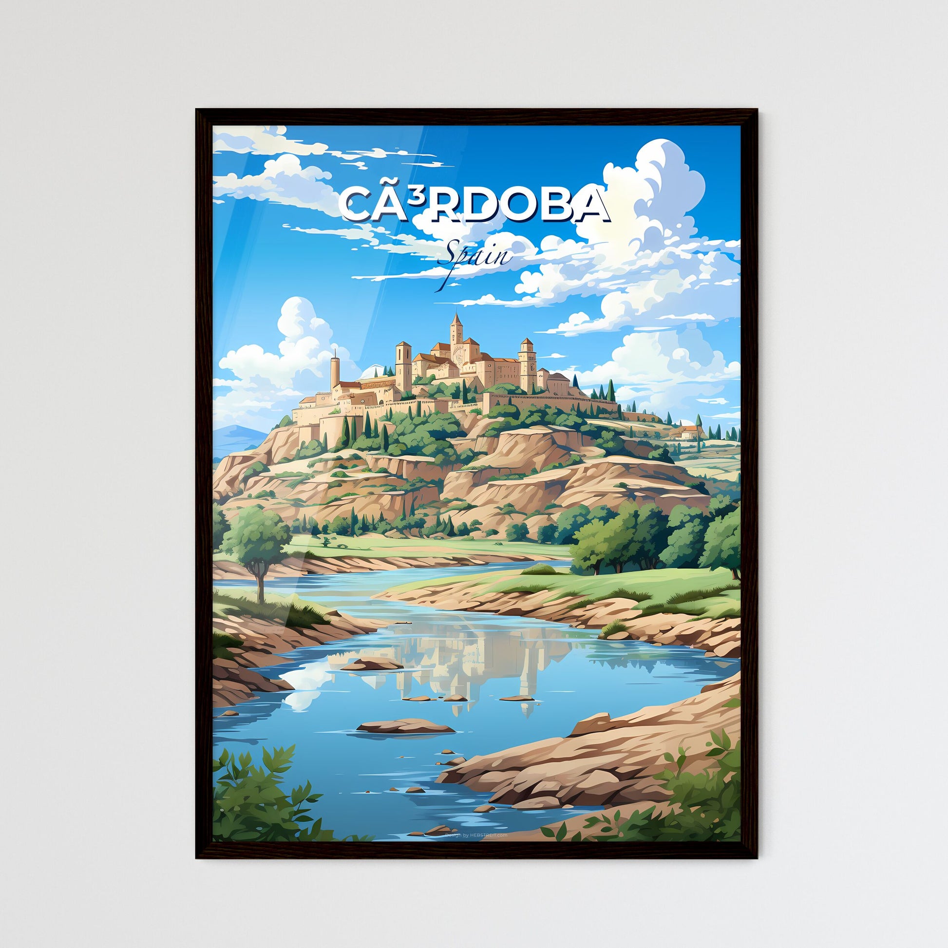 Cã³Rdoba, Spain, A Poster of a river running through a valley with a castle on top Default Title