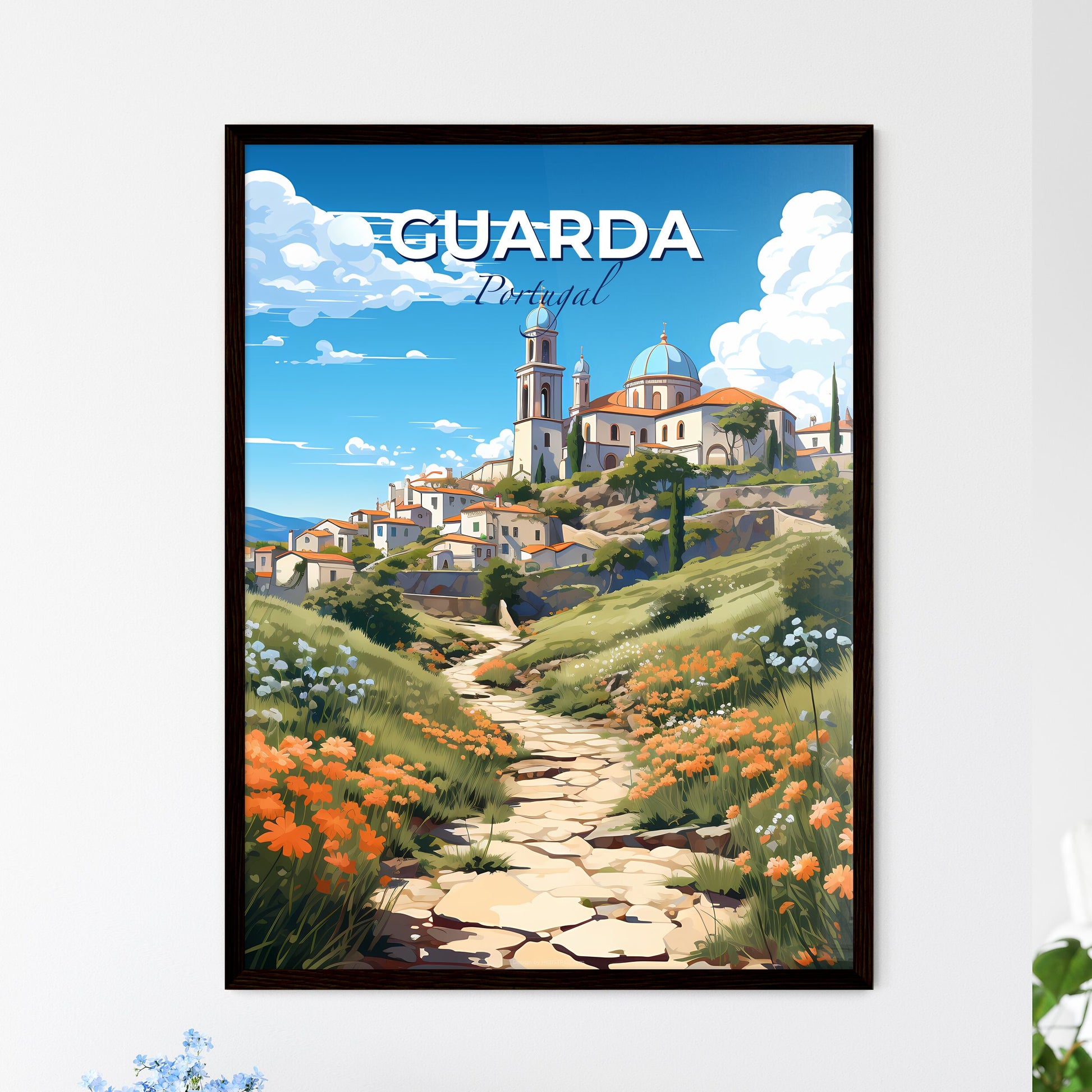 Guarda, Portugal, A Poster of a stone path leading to a village Default Title