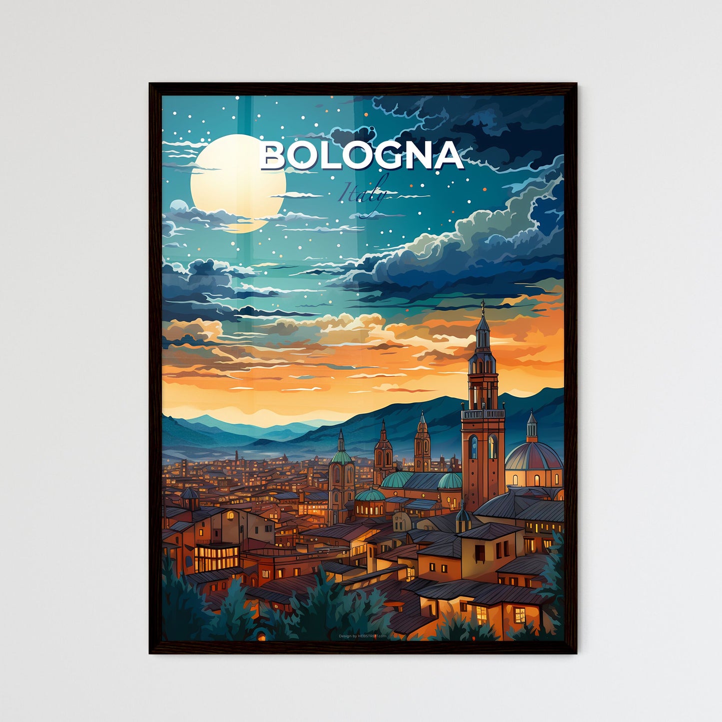 Bologna, Italy, A Poster of a lively and colourful cityscape Default Title