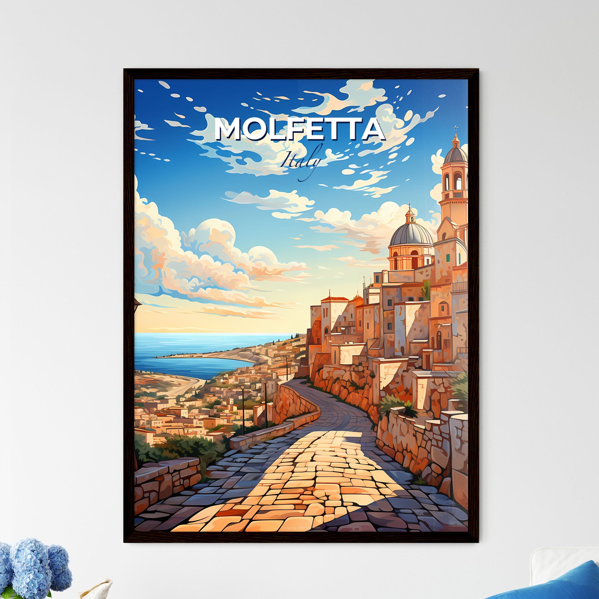 Molfetta, Italy, A Poster of a lively and colourful cityscape Default Title