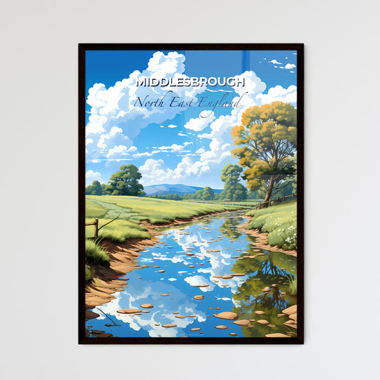 Middlesbrough, North East England, A Poster of a stream of water in a grassy field Default Title