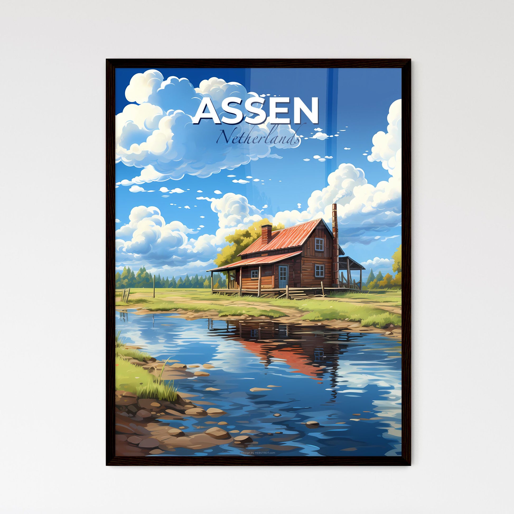 Assen, Netherlands, A Poster of a house near a river Default Title