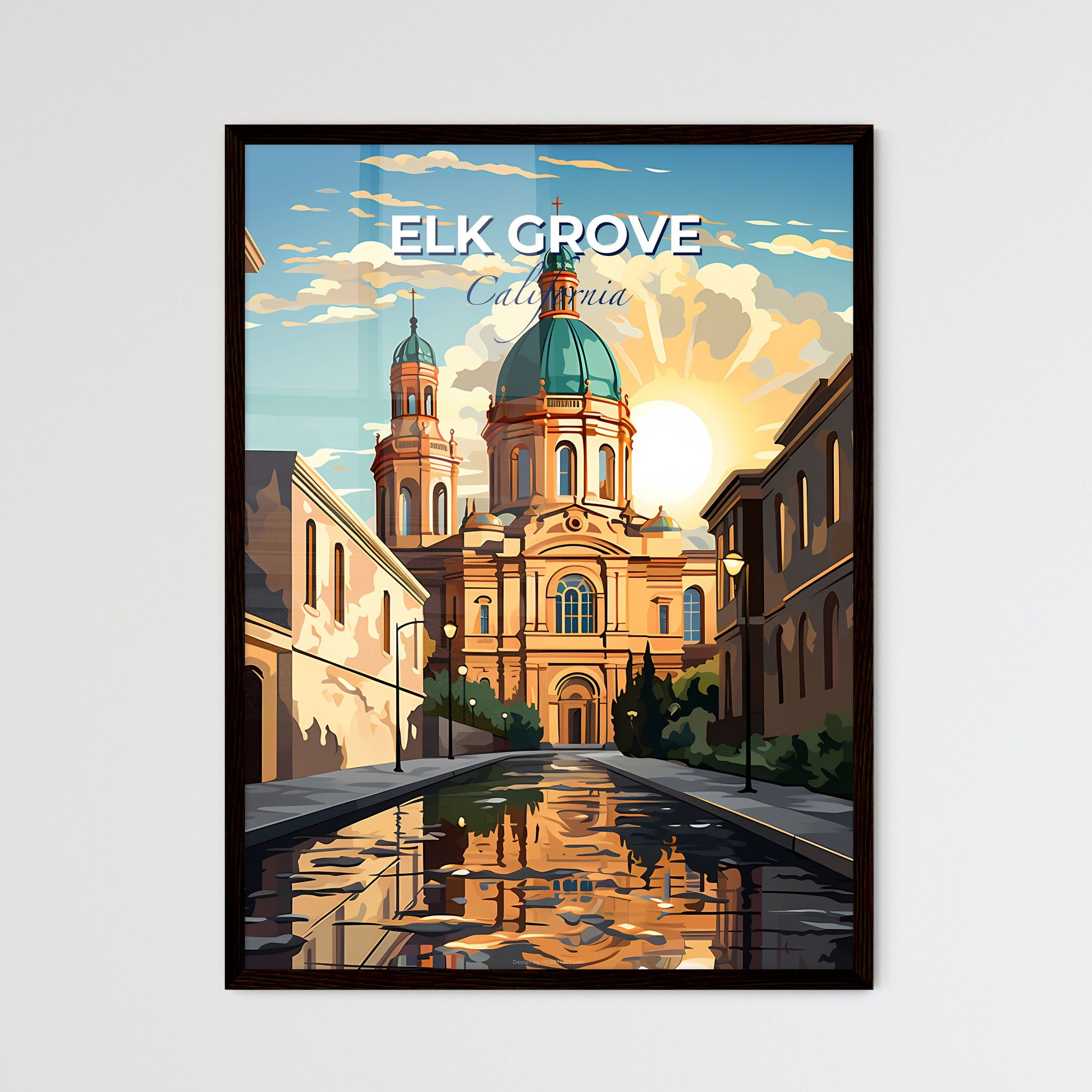 Elk Grove, California, A Poster of a building with a blue dome and green roof Default Title