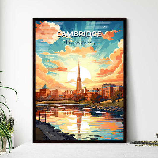 Cambridge, Massachusetts, A Poster of a city with a tall spire and a river Default Title