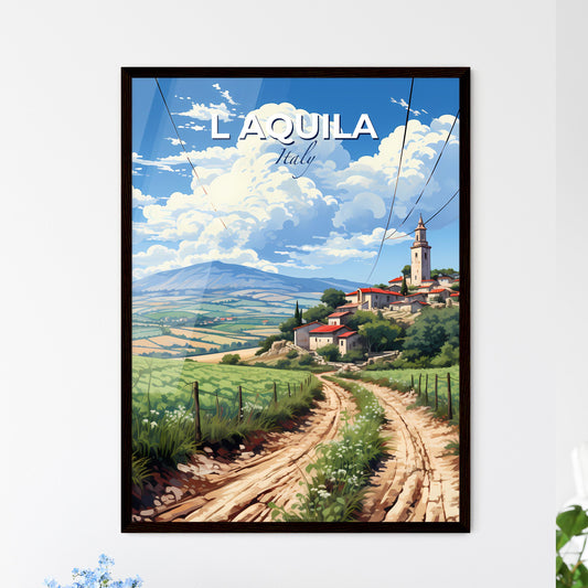 L Aquila, Italy, A Poster of a dirt road leading to a village Default Title