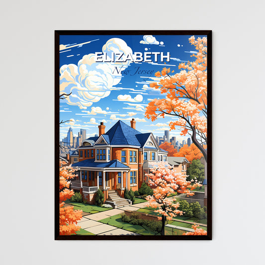 Elizabeth, New Jersey, A Poster of a house with trees and a city in the background Default Title