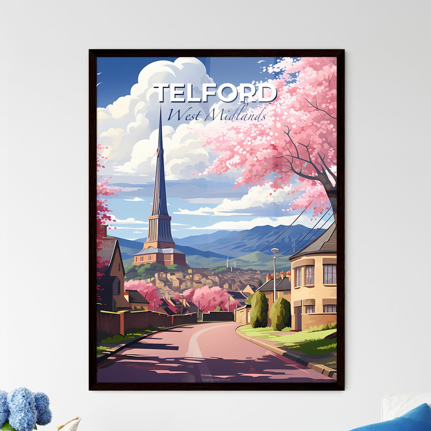 Telford, West Midlands, A Poster of a road with a tower and trees in the background Default Title