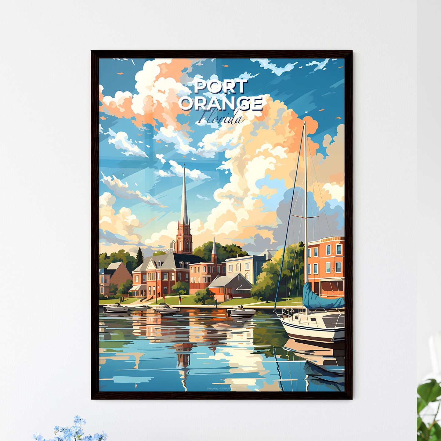 Port Orange, Florida, A Poster of a water body with boats and buildings in the background Default Title