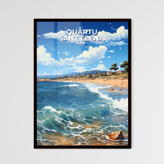 Quartu Sant Elena, Italy, A Poster of a beach with waves and a sandy beach Default Title
