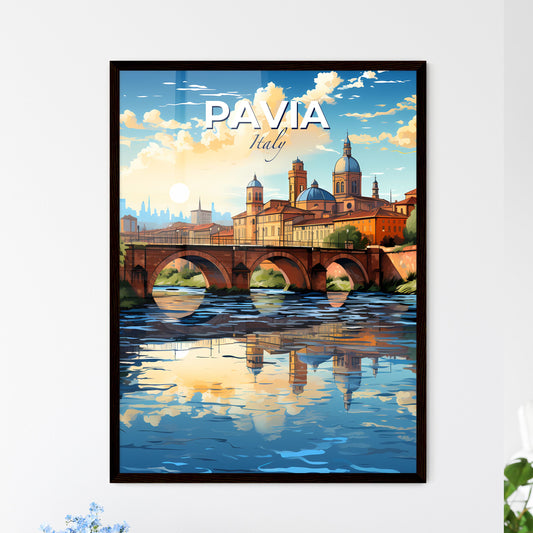 Pavia, Italy, A Poster of a bridge over a river with a city in the background Default Title