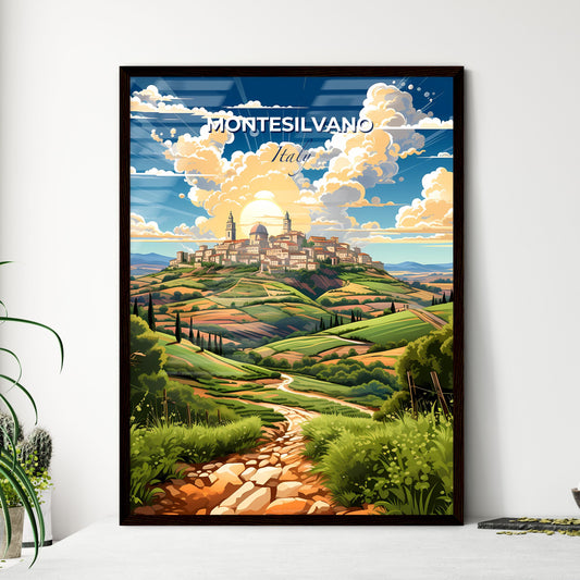 Montesilvano, Italy, A Poster of a landscape with a town on top of a hill Default Title