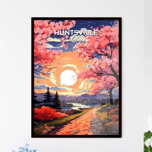 Huntsville, Alabama, A Poster of a painting of a path with pink flowers and trees Default Title
